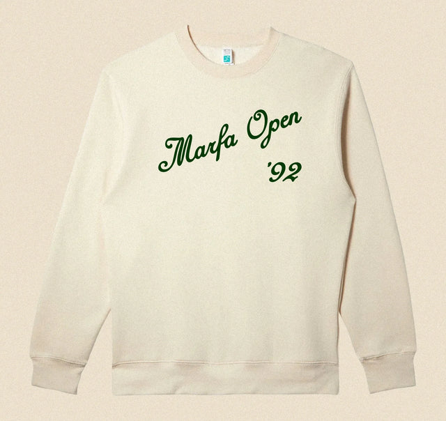 Beige sweatshirt with 'Marfa Open '92'