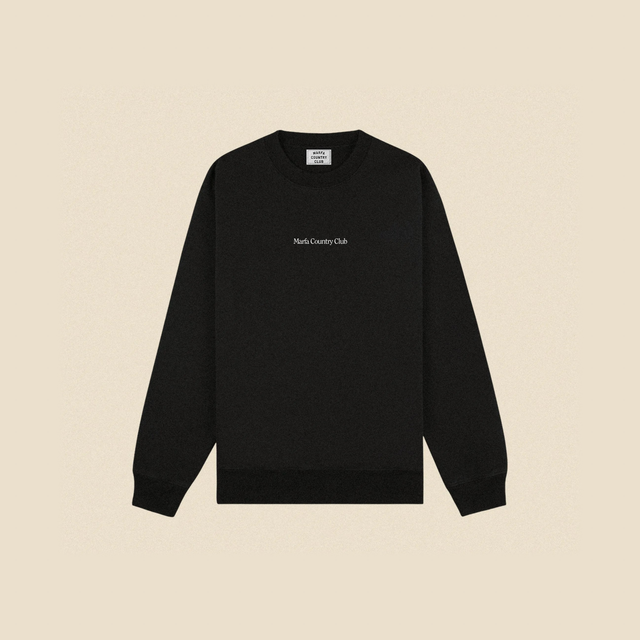 course map crewneck black white on beige background