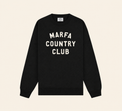 Black Marfa Country Club crewneck on warm beige background