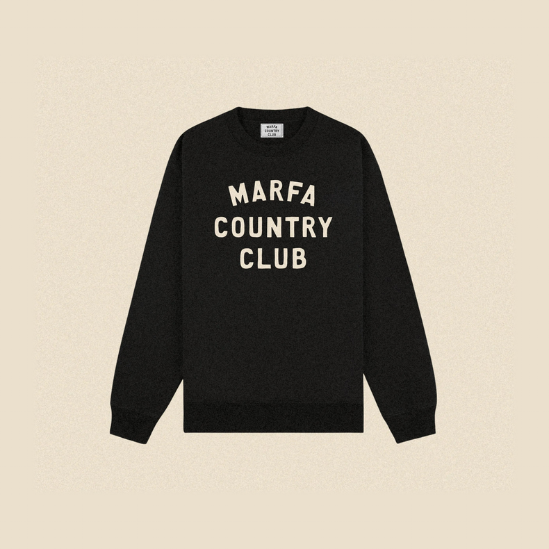 club issue crewneck black cream on beige background