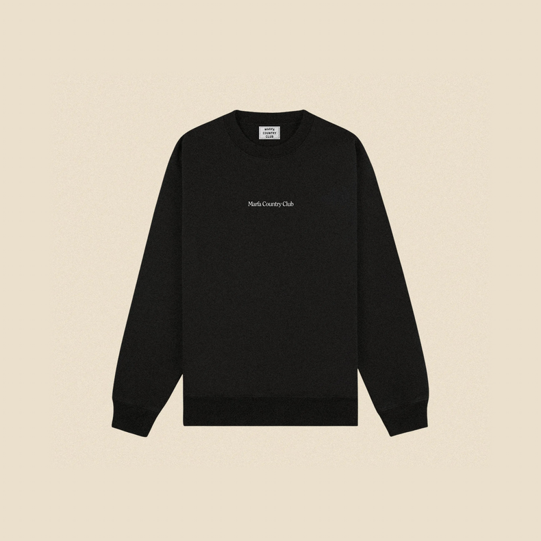 course map crewneck black white on beige background