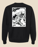 Black sweatshirt with a white map design