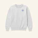 Light grey Mystery Lights crewneck on warm beige background
