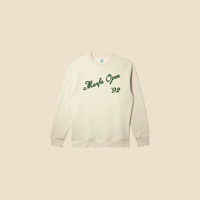 Open 92 cream and green crewneck on beige