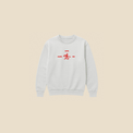 rider crewneck grey red on beige background